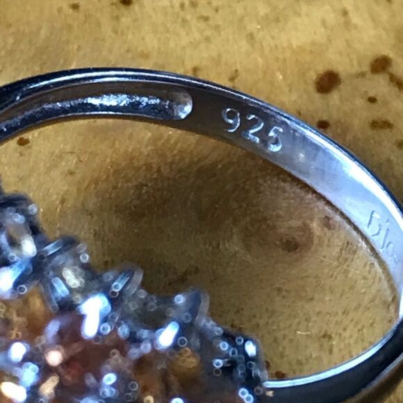 Natural Orange Sapphire Sterling Silver Ring Size 6 - Picture 5 of 8